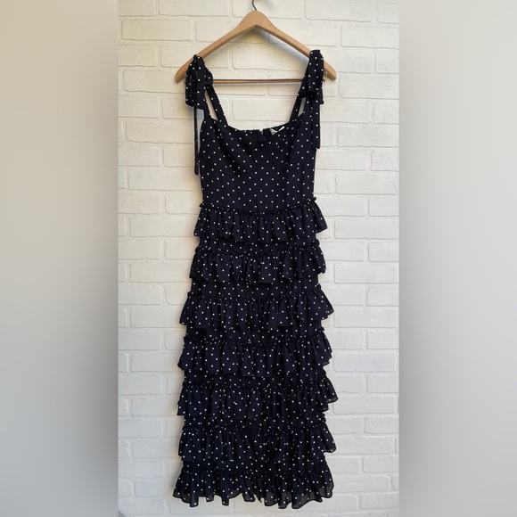 Wayf The Masie Polka Dot Tiered Dress Black & White - Picture 4 of 9